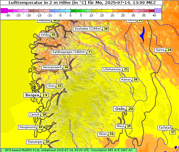 Temperatur, 14. 7. 2025