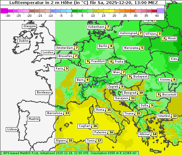 Temperatur, 20. 12. 2025