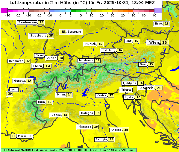 Temperatur, 31. 10. 2025