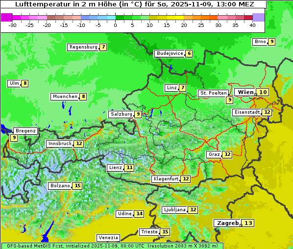 Temperatur, 9. 11. 2025