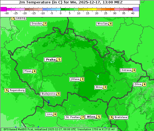 Temperatur, 17. 12. 2025