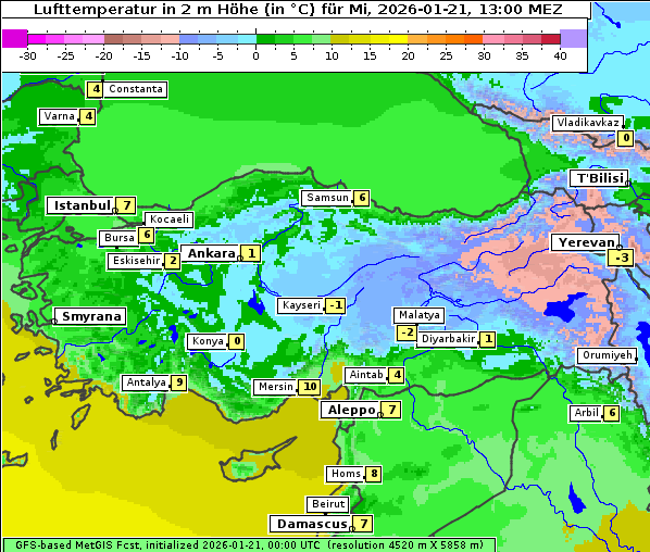 Temperatur, 21. 1. 2026