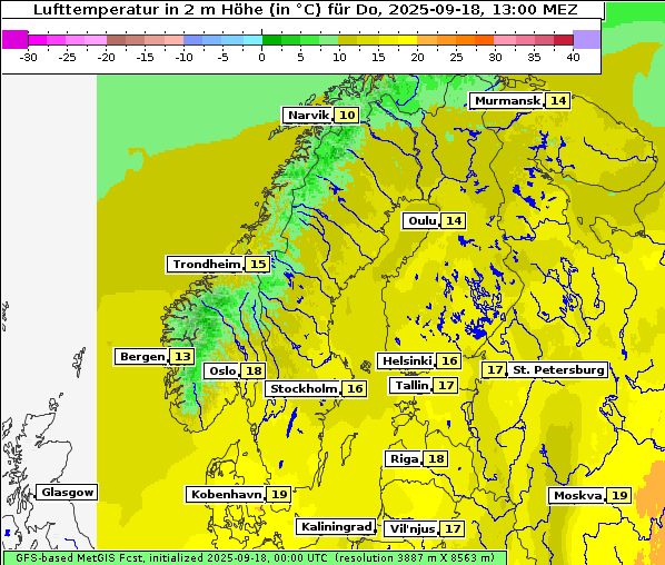 Temperatur, 18. 9. 2025