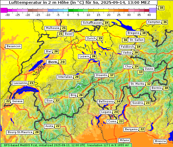 Temperatur, 14. 9. 2025