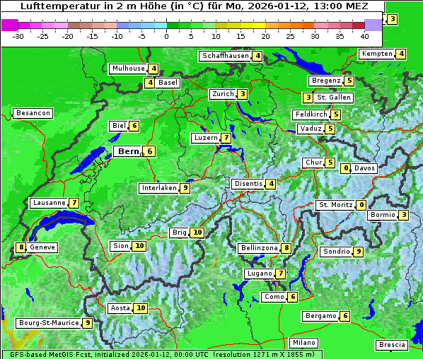 Temperatur, 12. 1. 2026