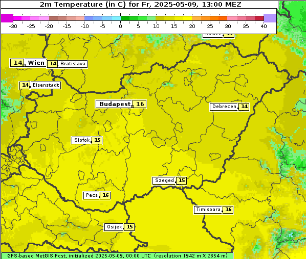 Temperatur, 9. 5. 2025