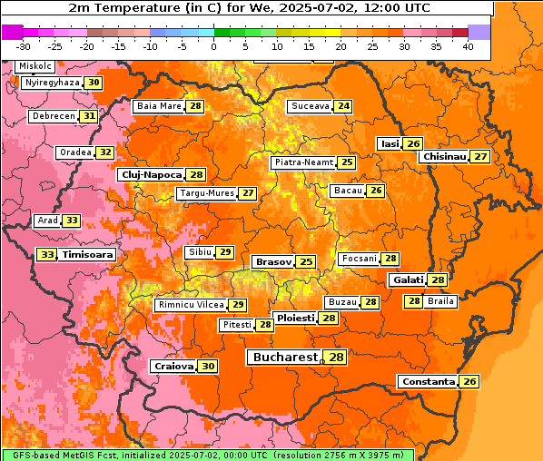 Temperatur, 2. 7. 2025