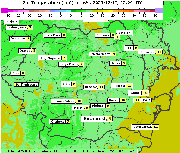 Temperatur, 17. 12. 2025
