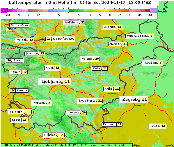 Temperatur, 17. 11. 2024