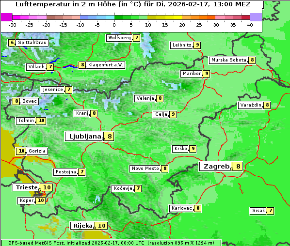 Temperatur, 17. 2. 2026