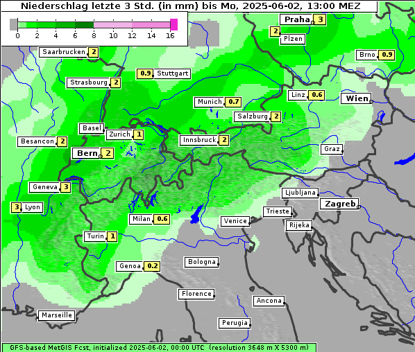 Niederschlag, 2. 6. 2025