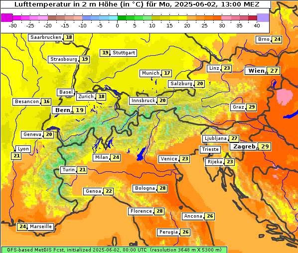 Temperatur, 2. 6. 2025