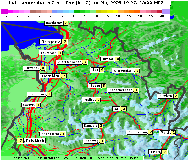 Temperatur, 27. 10. 2025