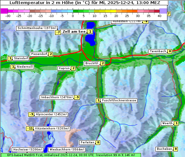 Temperatur, 24. 12. 2025