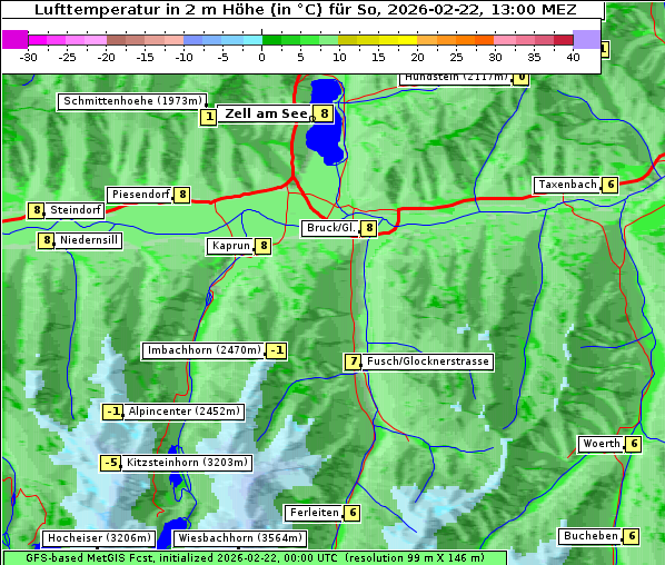 Temperatur, 22. 2. 2026