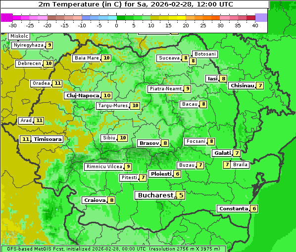 Temperatur, 28. 2. 2026