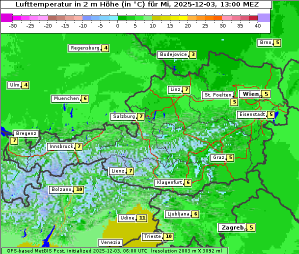 Temperatur, 3. 12. 2025