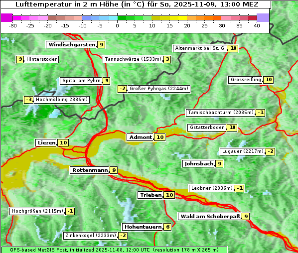 Temperatur, 9. 11. 2025