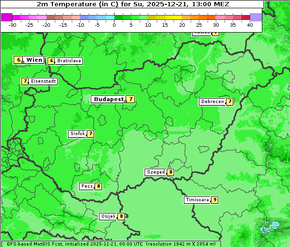 Temperatur, 21. 12. 2025