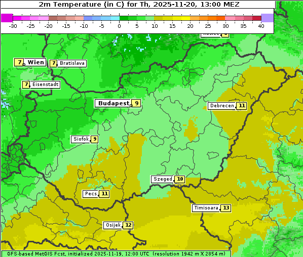 Temperatur, 20. 11. 2025