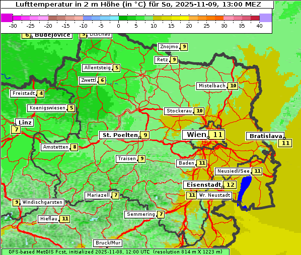 Temperatur, 9. 11. 2025