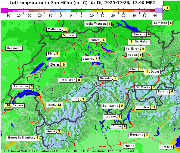 Temperatur, 23. 12. 2025