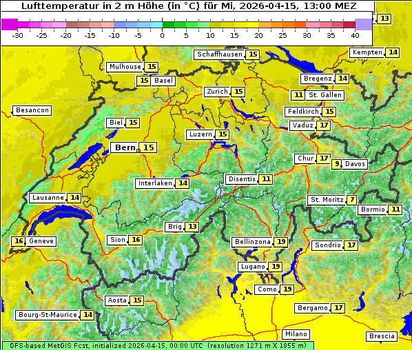 Temperatur, 15. 4. 2026
