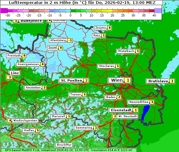 Temperatur, 19. 2. 2026