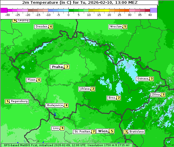 Temperatur, 10. 2. 2026