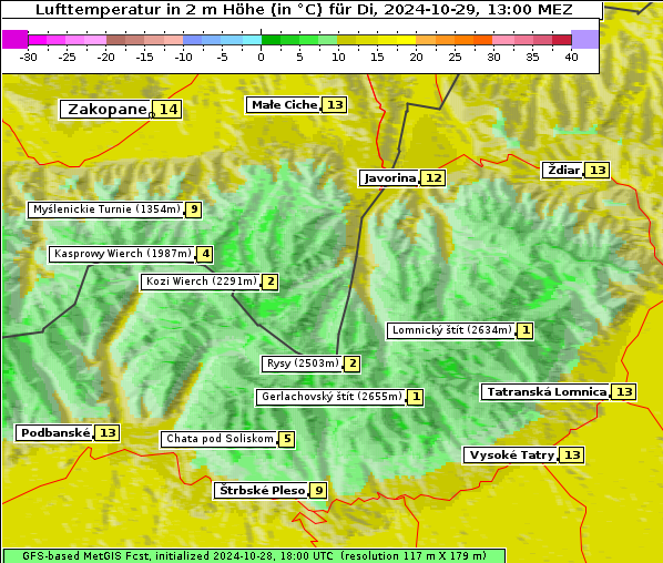 Temperatur, 29. 10. 2024