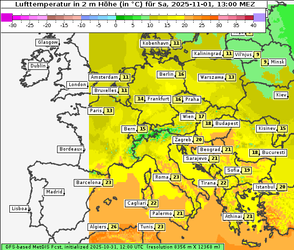 Temperatur, 1. 11. 2025