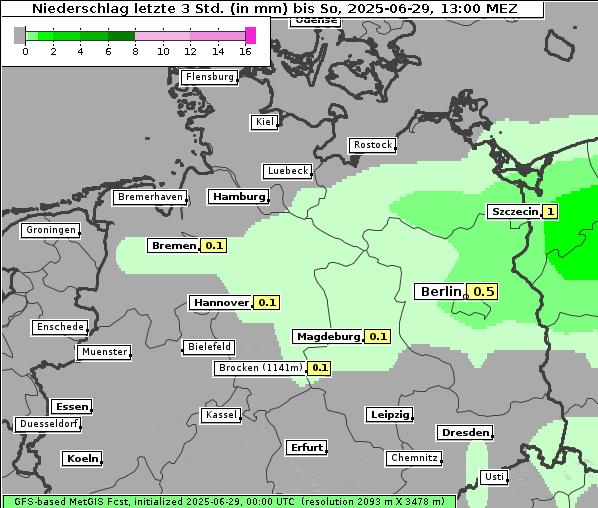 Niederschlag, 29. 6. 2025