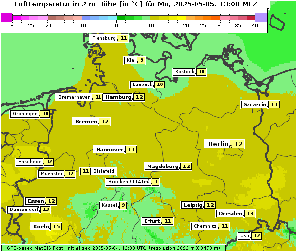 Temperatur, 5. 5. 2025