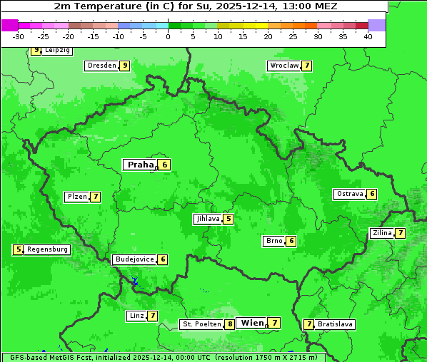 Temperatur, 14. 12. 2025