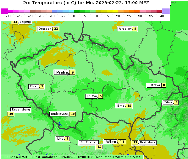 Temperatur, 23. 2. 2026