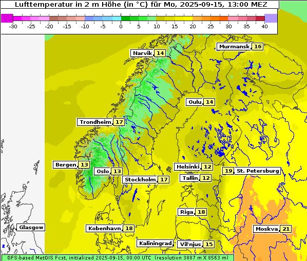Temperatur, 15. 9. 2025