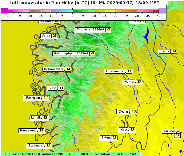 Temperatur, 17. 9. 2025