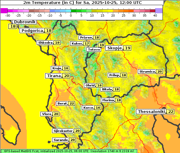 Temperatur, 25. 10. 2025