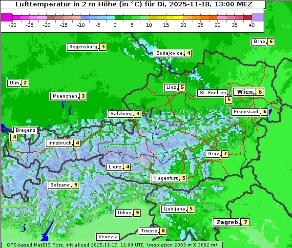Temperatur, 18. 11. 2025