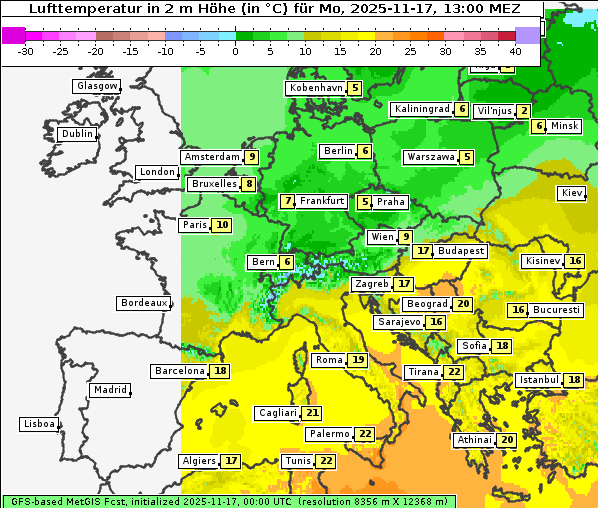 Temperatur, 17. 11. 2025