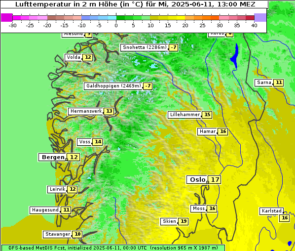 Temperatur, 11. 6. 2025