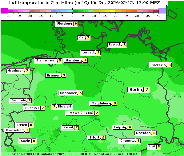 Temperatur, 12. 2. 2026