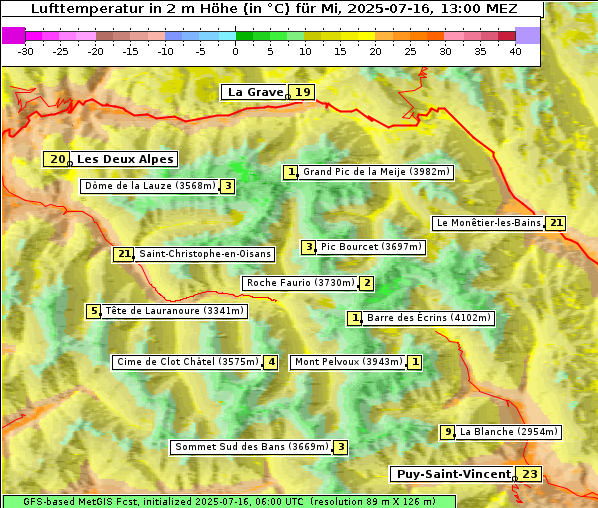 Temperatur, 16. 7. 2025