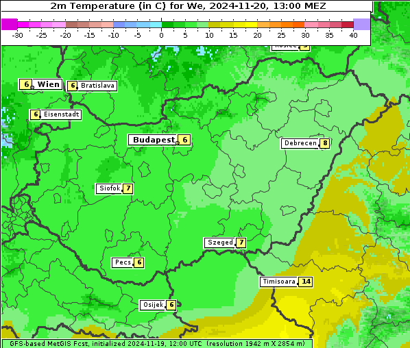 Temperatur, 20. 11. 2024