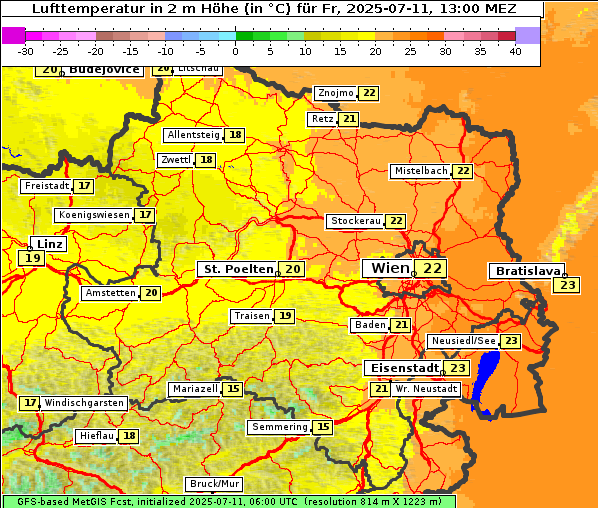 Temperatur, 11. 7. 2025