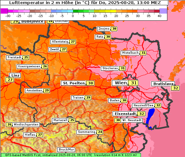 Temperatur, 28. 8. 2025