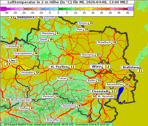 Temperatur, 8. 4. 2026
