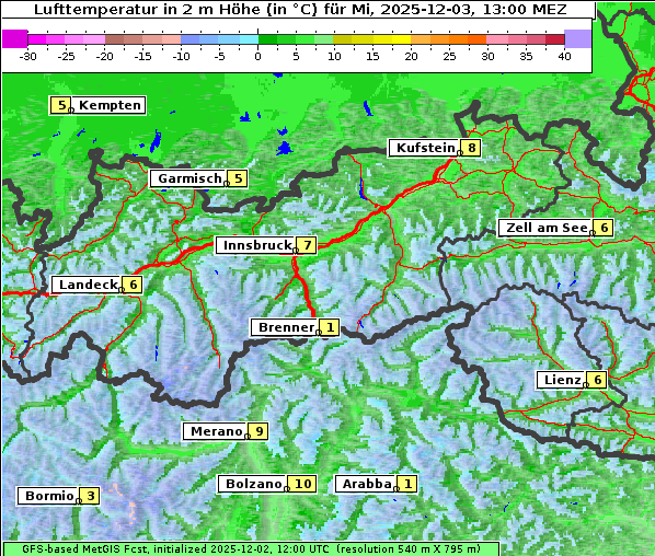 Temperatur, 3. 12. 2025