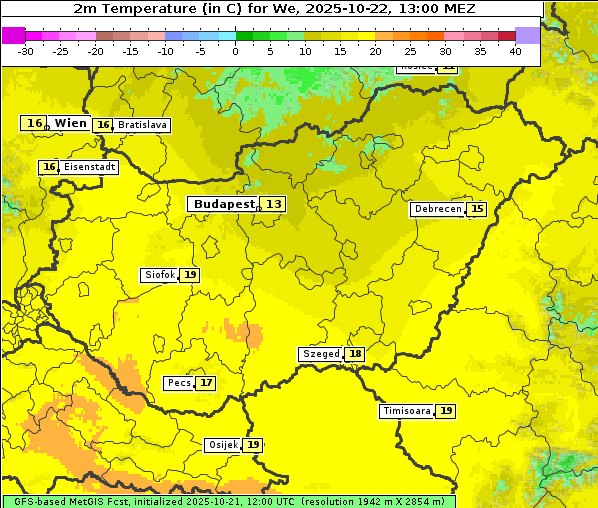 Temperatur, 22. 10. 2025