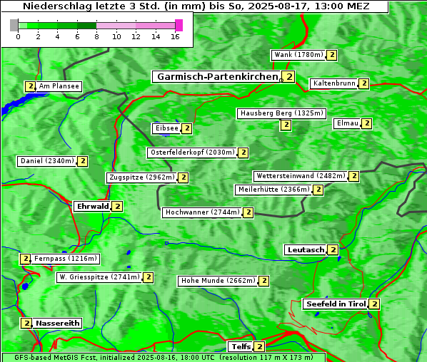 Niederschlag, 17. 8. 2025